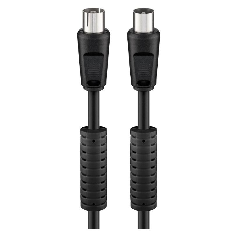 Goobay Antennen Anschlusskabel, 100% geschirmt, Ferrite, Schwarz, 2.5 m (80 dB, Antennenkabel) (50729)