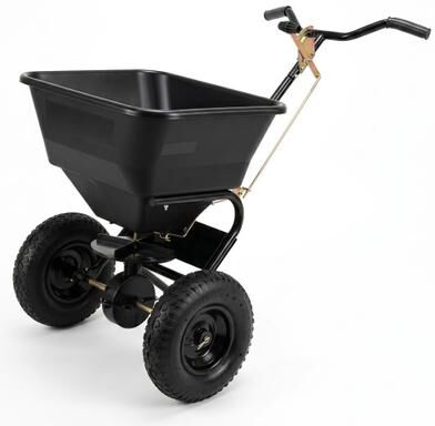 Costway 66 LBS Walk-Behind Broadcast Spreader with 13 Inch All-Terrain Tires-Black