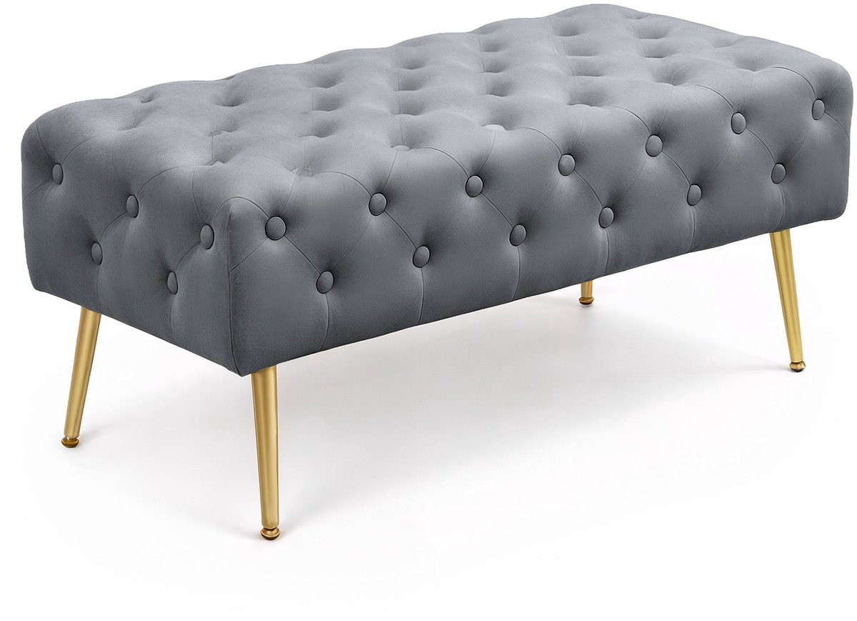 Akord Monaco Gestoffeerde Bank met Fluwelen Bekleding en Gouden Poten, Grafiet, Breedte: 100 cm