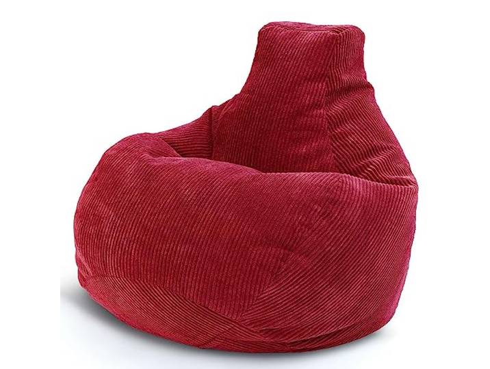 Green Bean® Sitzsack mit Rückenlehne 80x80x90cm - Gaming Chair mit 230L Füllung Cordstoff - Bean Bag Bodenkissen Lounge Sitzhocker Relax-Sessel Gamer Gamingstuhl Rot