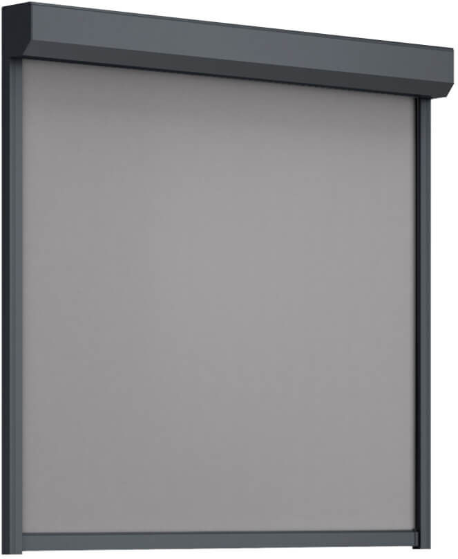 fenetre24.com Store enrouleur extérieur, rectangulaire 45°, gris anthracite, 600 x 600 mm, Toile gris foncé, Sans commande, configurer sur mesure