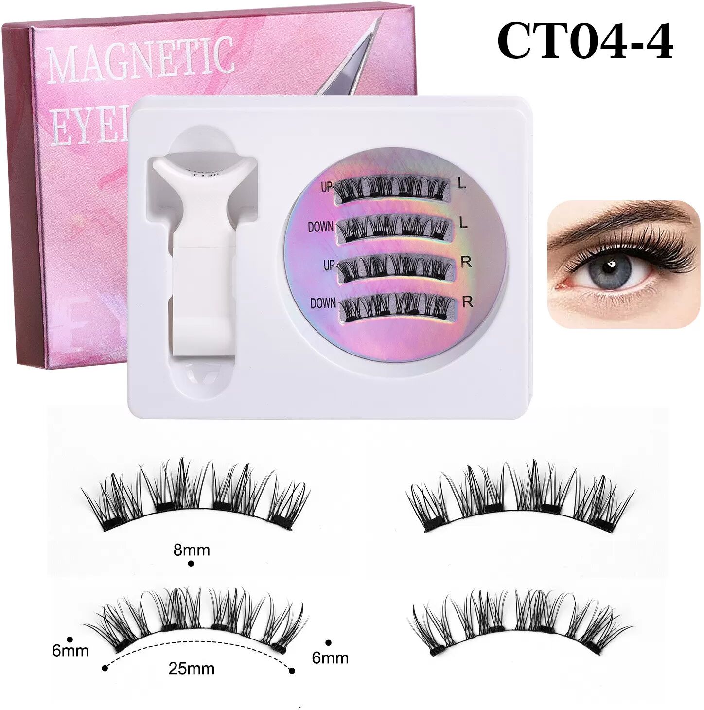 INF Cils magnétiques, faux cils faciles à utiliser avec applicateur Model 5
