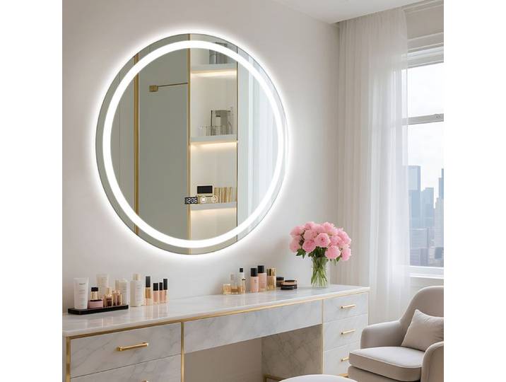 BIPLUT 60 cm Miroir Rond Salle de Bain avec LED Miroir Salle de Bain Lumineux Anti-buée
