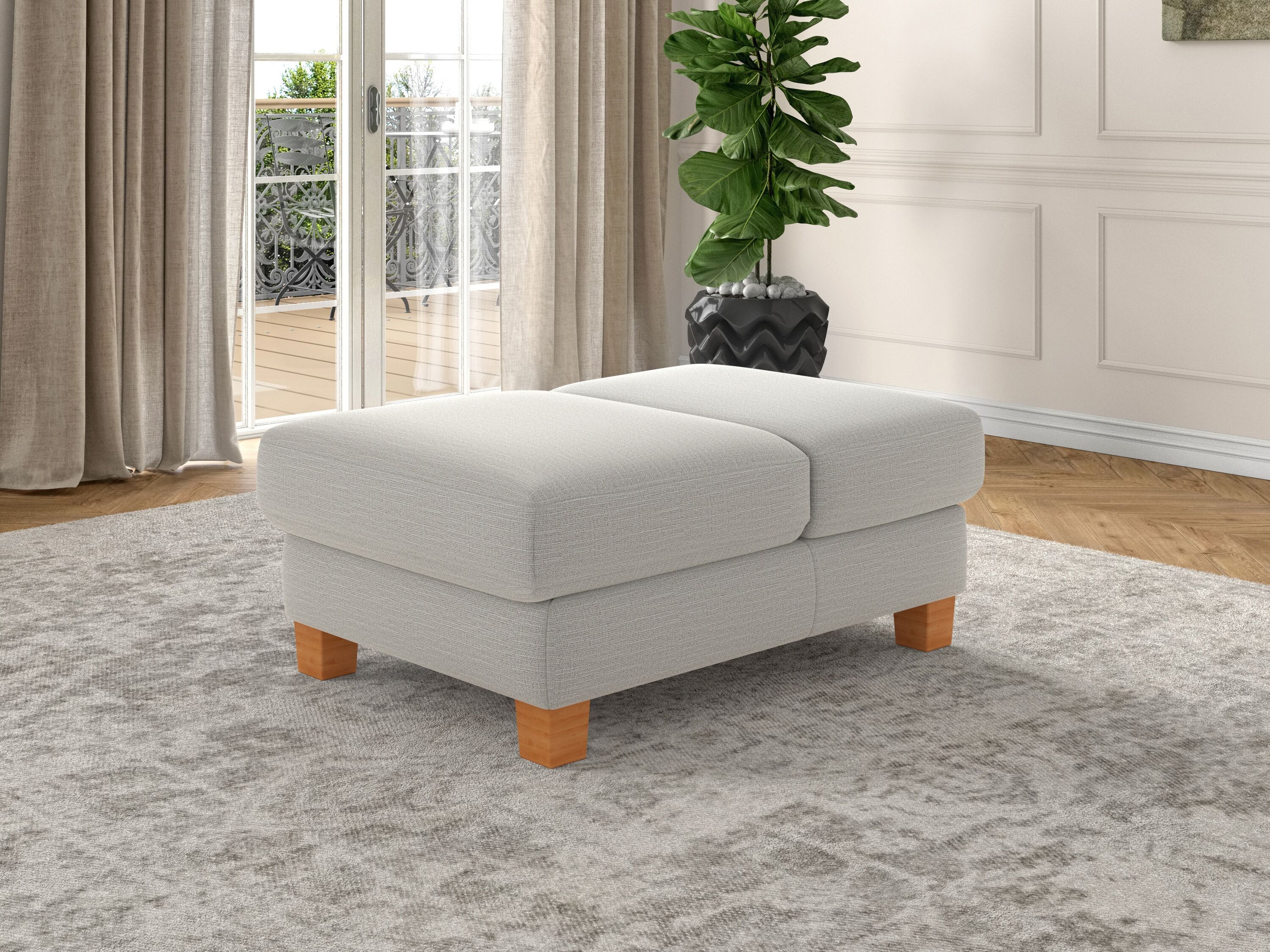 Polsterhocker SIT & MORE "Dundee", silber, B:75cm H:46cm, Hocker, Polsterhocker, mit Klappfunktion, Federkern und hochwertigen Massivholzfüssen silber B/H/T: 75cm x 46cm, Struktur,mit Klappfunktion