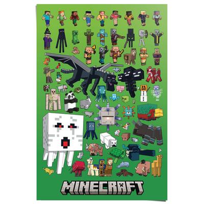 Poster REINDERS "Minecraft - character montage", grün (farbe bild(er): grün), B:61cm H:91,5cm T:0,1cm, Bilder, Poster, Kinderzimmer - Grün - 150 gr. Papier - Games - 61x91,5 cm