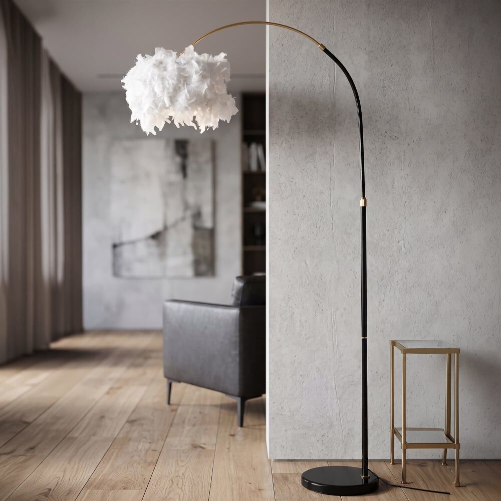 Mauro Ferretti Lampadaire à plumes blanches 100x150-180 cm Blanc 100x150x100cm
