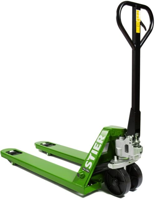 Transpalette STIER, vert, charge 2 500 kg, longueur des fourches 1 150 mm, chariot élévateur manuel, transpalette, galets en nylon, angle de braquage 210°, transpalette à main, transpalette 2 500 kg (903851)