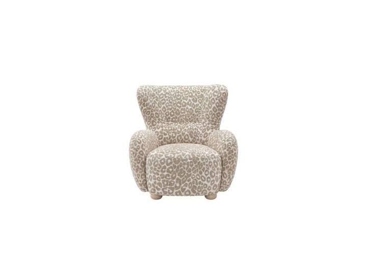 LILI - Fauteuil tissu imprimé animalier - Beige