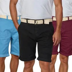 riverso Kurze Hosen Herren Sommer Chino Shorts mit Gürtel Regular Fit RIVHenry - Mineral Green (12300) - W 30
