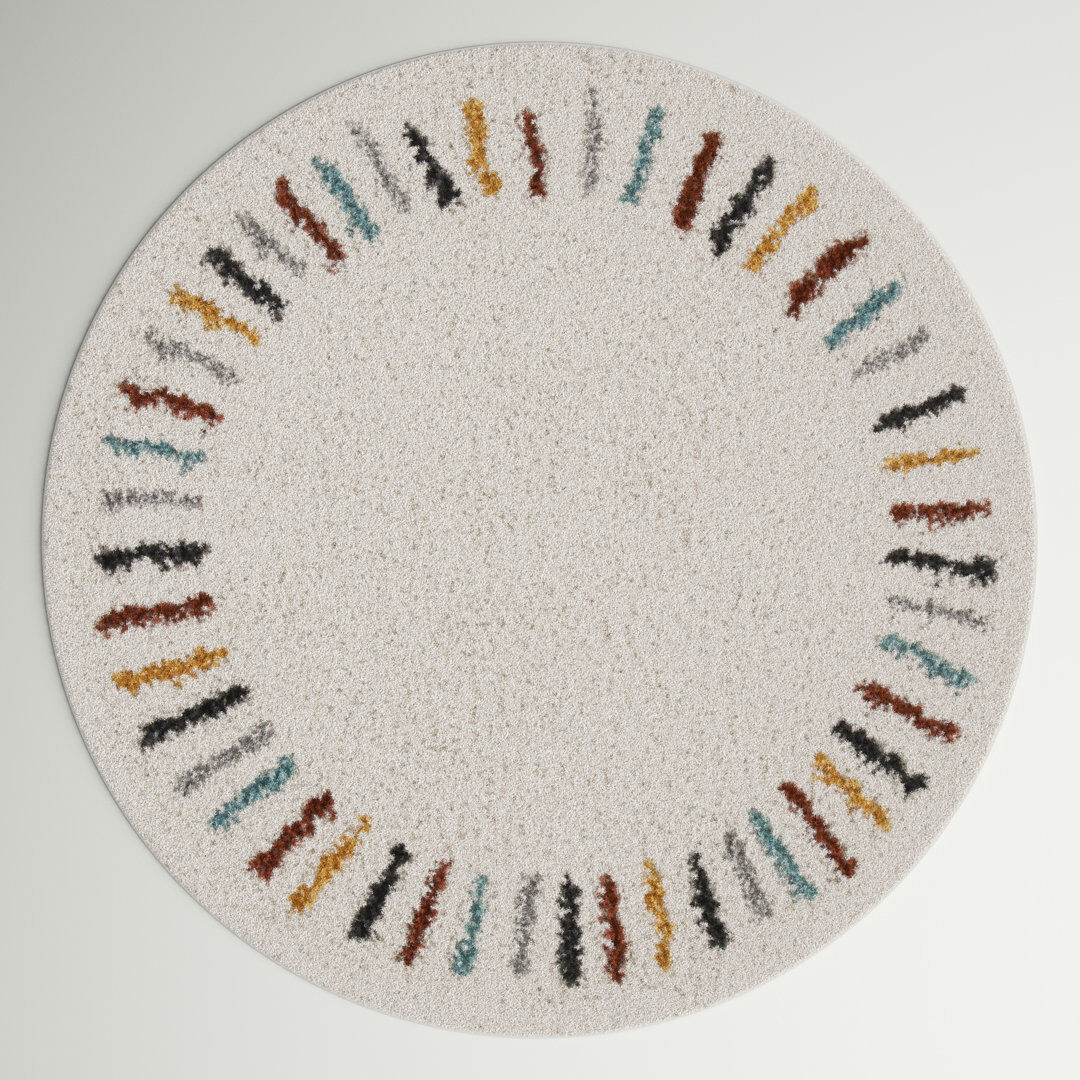 Hykkon Yazmin Shaggy Beige Rug Beige;Cream Round 160cm