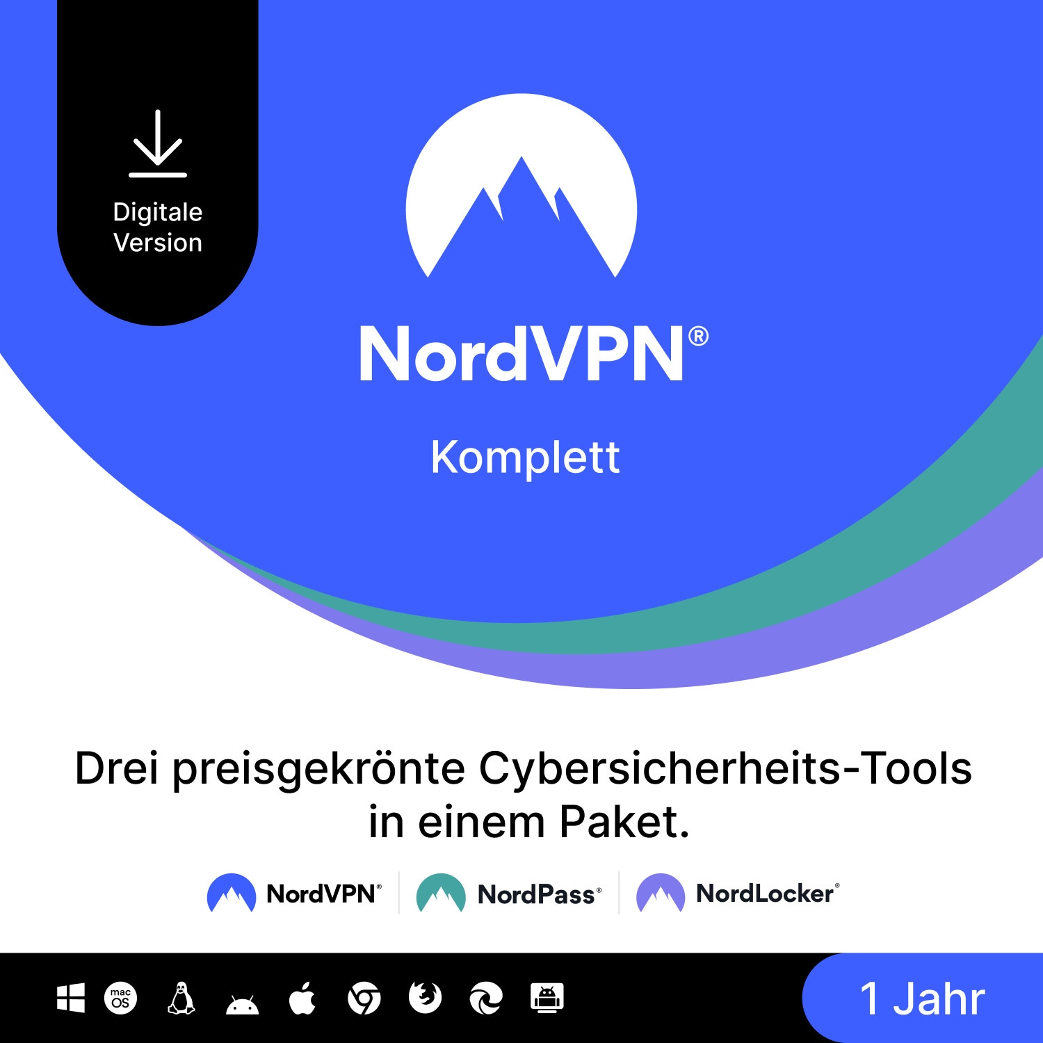 NordVPN Komplett Cybersicherheitspaket | 1 Jahr | Download & Produktschlüssel NVP1C1Y-EPDE-E-CP