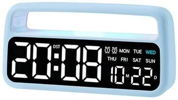 Inspired Deals LED Bedside Alarm Clock Night Light For Bedroom Decor blue