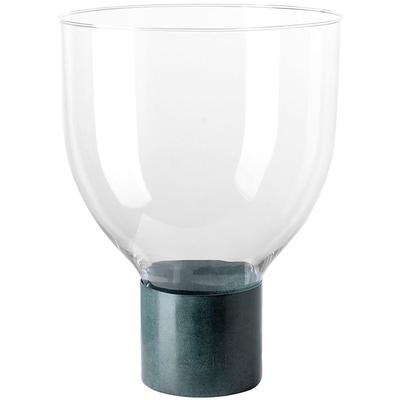 Windlicht FINK "PEGO", blau, grün, B:27cm H:36cm T:27cm Ø:27cm, Edelstahl, Glas, Kerzenhalter, Windlicht