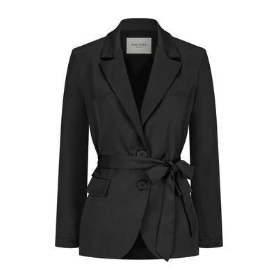 Jackenblazer NICOWA "Nicowa Blazer NEMIWA", Damen, Gr. 38, schwarz, Blazer, mit Bindegürtel