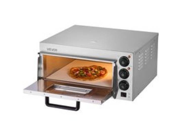 VEVOR Kommerzieller Pizzaofen für die Arbeitsplatte, 16 Zoll große Einzeldeckschicht, elektrischer Pizzaofen aus Edelstahl mit Stein und Griff, Mehrzweck-Pizzamaker für den Innenbereich zum Backen von Brezeln im Restaurant zu Hause