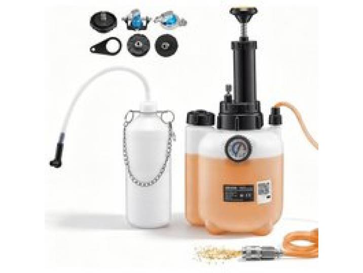 VEVOR Kit de Purge de Frein Manuel 3 L, Purgeur Liquide de Frein à Pression, avec Bouteille de Récupération 1 L et 5 Adaptateurs pour Maître-cylindre, pour Plupart des Véhicules, Moto, Voiture