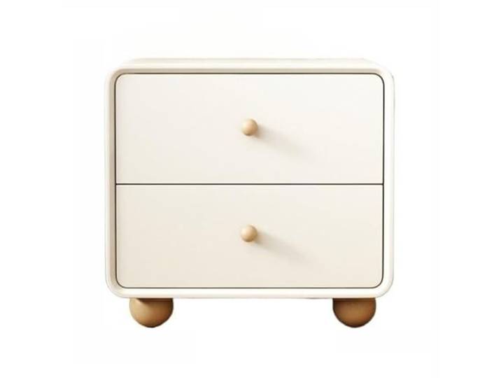 xiuling4568 Weißer Nachttisch aus Massivholz mit 2 Schubladen, Mid-Century Stil, Kleiner Nachttischs aus Holz, Beistelltisch fürs Schlafzimmer(White)