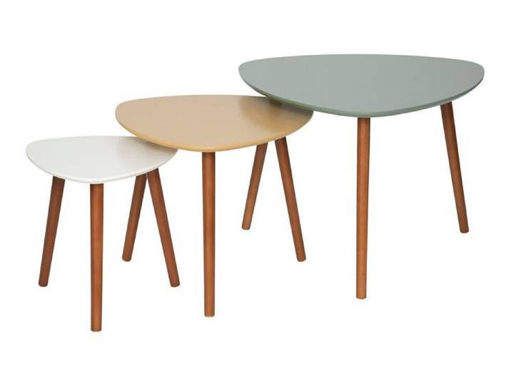 Lot de 3 tables café gigognes multicolore