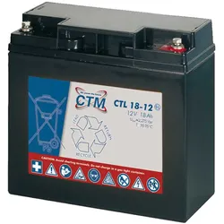 CTM Blei Gel Akku CTL18-12, 12 Volt 18Ah mit M5 Schraubgewinde