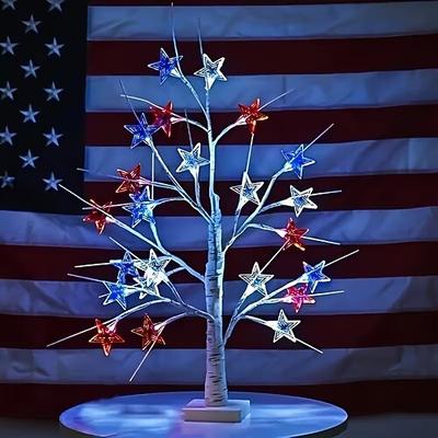 Patriotische LED-Baumlichter, geeignet für den Innen- und Außenbereich, ideal für Unabhängigkeitstag, Erntedankfest, Hochzeitsfeiern, Schlafzimmer- und Gartendekoration sowie als Raumakzent.