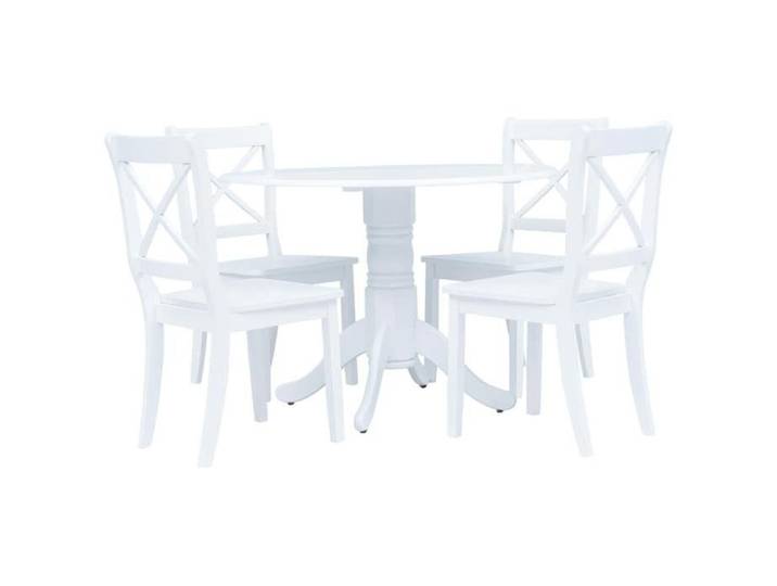 Ensemble de Salle à Manger 5 pcs Salon de Jardin Table et Chaise Mobilier de Salle à Manger Dîner Cuisine Blanc Bois 276869