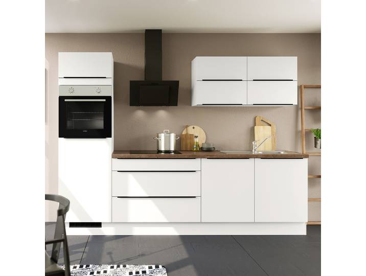 Autarke Küchenzeile Impuls 280 cm 280 x 206 x 60cm Ausrichtung links Weiß/Weiß