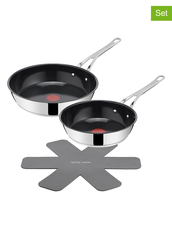 Jamie Oliver 3tlg. Set: Pfanne und Pfannenschoner "Jo Classic" in Silber/ Schwarz - onesize