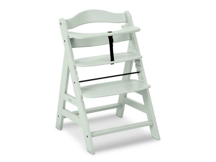 Hauck Hochstuhl Alpha +, Mintgrün, Holz, Buche, 56x77x48 cm, Fußstütze verstellbar, Sitzfläche höhenverstellbar, 5-Punkt-Gurt, Schrittgurt, Babymöbel, Hochstühle & Zubehör, Hochstühle