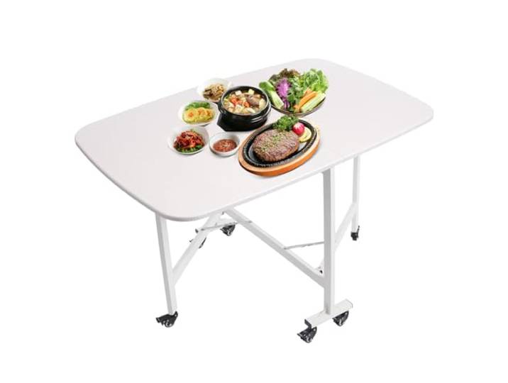 AVRONBZ Klappbarer Esstisch mit 6 Bremsrollen, Stabiler Stahlrahmen, holzoptisches Design, wasserdichter Klapptisch für Küche, Esszimmer, Büro