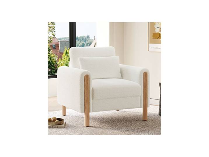 Fauteuil - 87x83x88.5 cm - Blanc - Teddy - Design contemporain