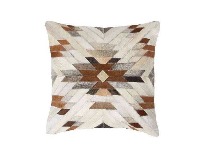 PATCHWORK-KISSEN Fell & Leder 45/45 cm Ethno-Muster