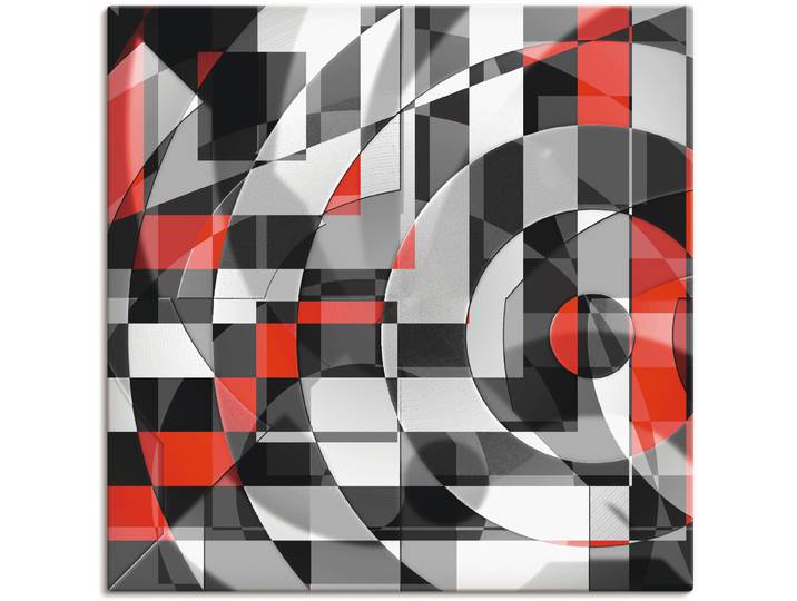 Leinwandbild ARTLAND Schwarz weiss trifft rot Version 1 , schwarz (farbe bild(er): schwarz), B:40cm H:40cm, Bilder, Leinwandbild, auf Holzrahmen gespannt