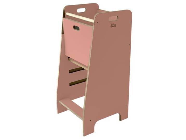 Lernturm aus Holz extra sicher Montessori Küchenhelfer Küchenhelfer Verstellbare Plattform Kitchen Helper Sichere Küchenmöbel Küchentreppe eingebettet (Rosa)