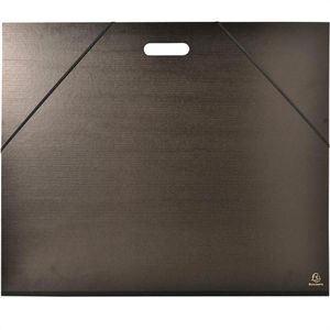 Exacompta Zeichenmappe 548900E Kraft, schwarz, 50 x 70 cm, B2, Karton, Gummizug, Griff