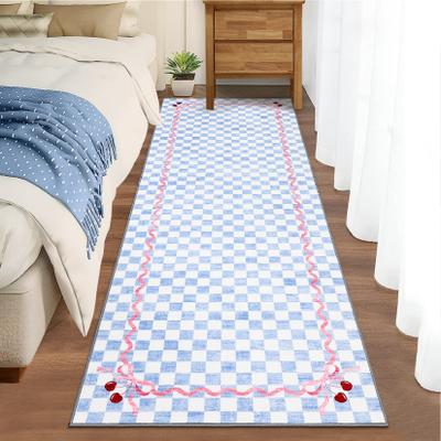 Garvee Geometric Checkered Bow Washable Area Rug