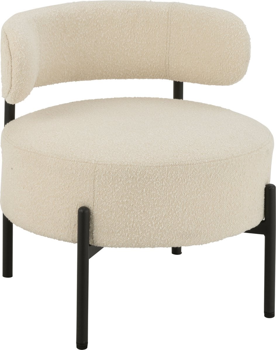 J-Line moderne loungestoel Bouclé wit/zwart