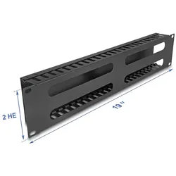 Delock 19′′ 2 HE Kabelmanagement Rangierpanel mit 4 Öffnungen Metall schwarz
