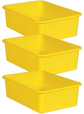 Teacher Created Resources Yellow Large Plastic Storage Bin, Pack of 3