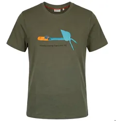 Gardena Herren T-Shirt Print Unkrauthacke Motiv Rundhals Kurzarm Olivgrün Gr. L