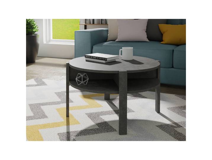 Table basse Nab Ø 74cm Gris/Imitation béton