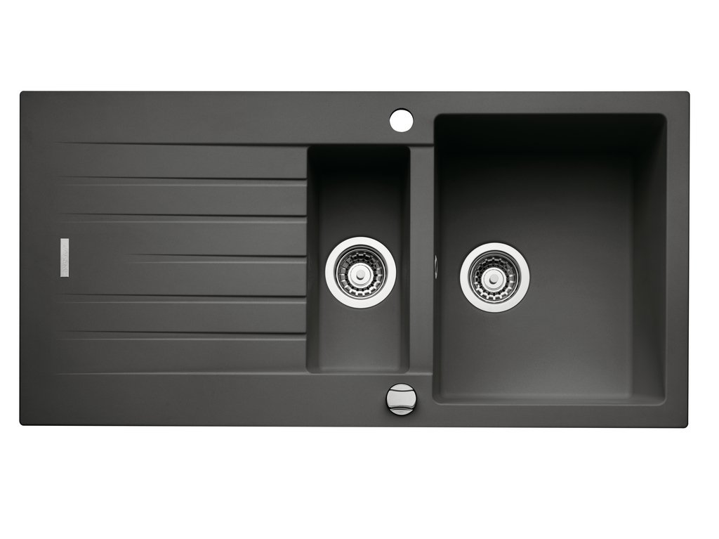 NABER Spüle ANGOLA 150 in LAVA mit Drehexcentergarnitur verchromt / Auflagespüle / 60 cm Schrankbreite