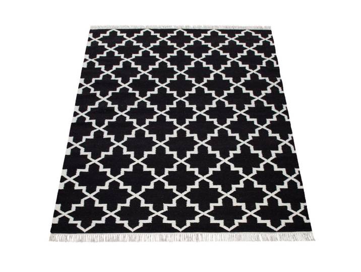 Paco Home Hochflorteppich 140/200 cm Kenitra 504, Schwarz, Rechteckig, 140x200 cm, strapazierfähig, für Fußbodenheizung geeignet, Teppiche und Böden, Teppiche, Hochflorteppiche & Shaggys