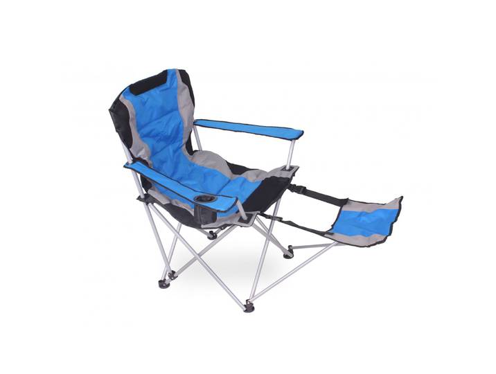 Luxus Campingstuhl mit Fussablage blau