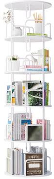 Kodotan sofa Rotating Bookshelf Tower 5 Tier, Spinning Bookcase, Vertical Turning Round storage Bookshelf