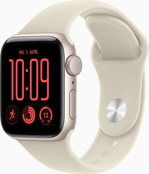 Apple Watch SE 3 40mm Aluminiumgehäuse in Polarstern mit Sportarmband Sand - S/M