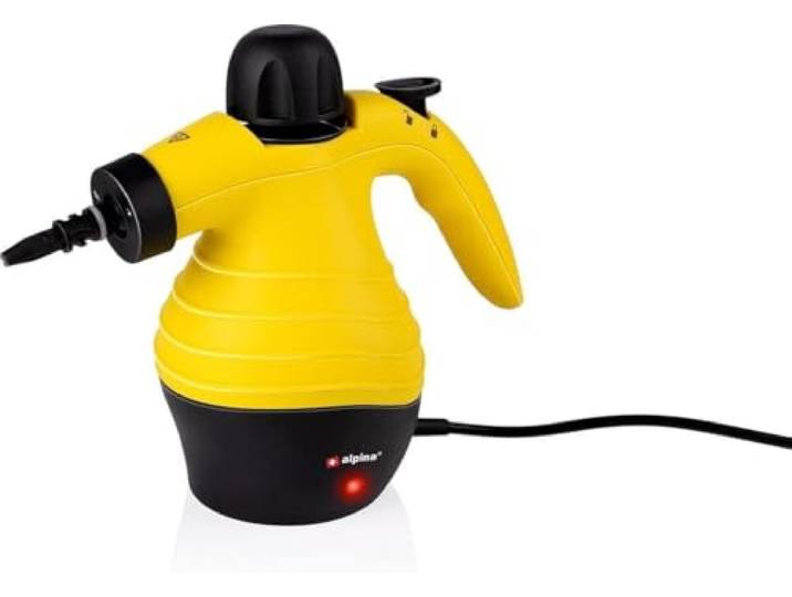 Alpina Stoomreiniger, handstoomreiniger, compact en draagbaar, doodt bacteriën, met 10 accessoires, 1050 watt
