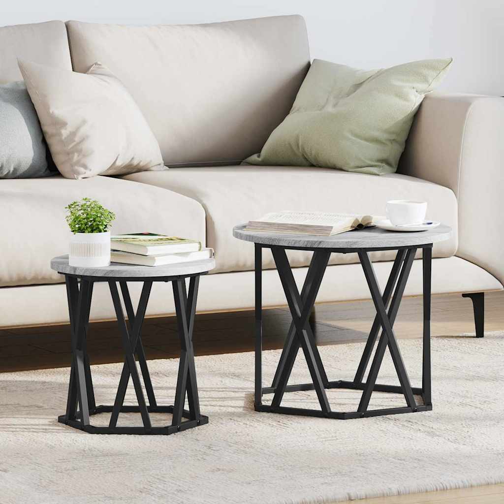 vidaXL Mesa lateral 2 uds. Gris Sonoma 50 x 50 x 40 cm Gris