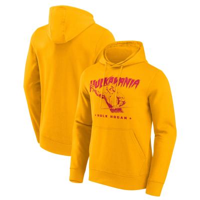 Kapuzenpullover FANATICS "Fanatics Hoodie WWE Wrestling Hulk Hogan", Herren, Gr. S, gelb (mehrfarbig), 80% Baumwolle, 20% Polyester, Pullover Kapuzenpullover