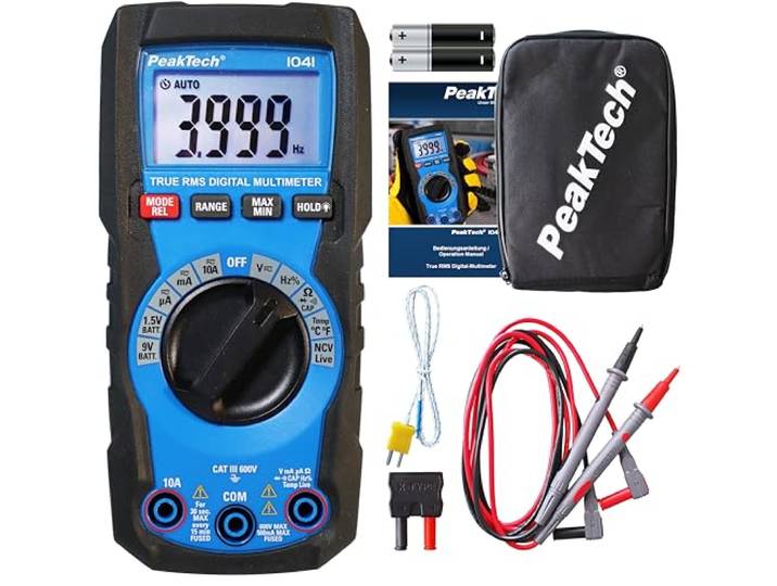 Peaktech 1041 - multimeter - trms - spanningsdetector - CAT III 600V