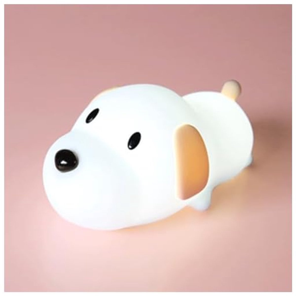 Draagbaar en dimbaar LED-nachtlampje in de vorm van een puppy van siliconen, oplaadbaar en aanraakgevoelig, wit